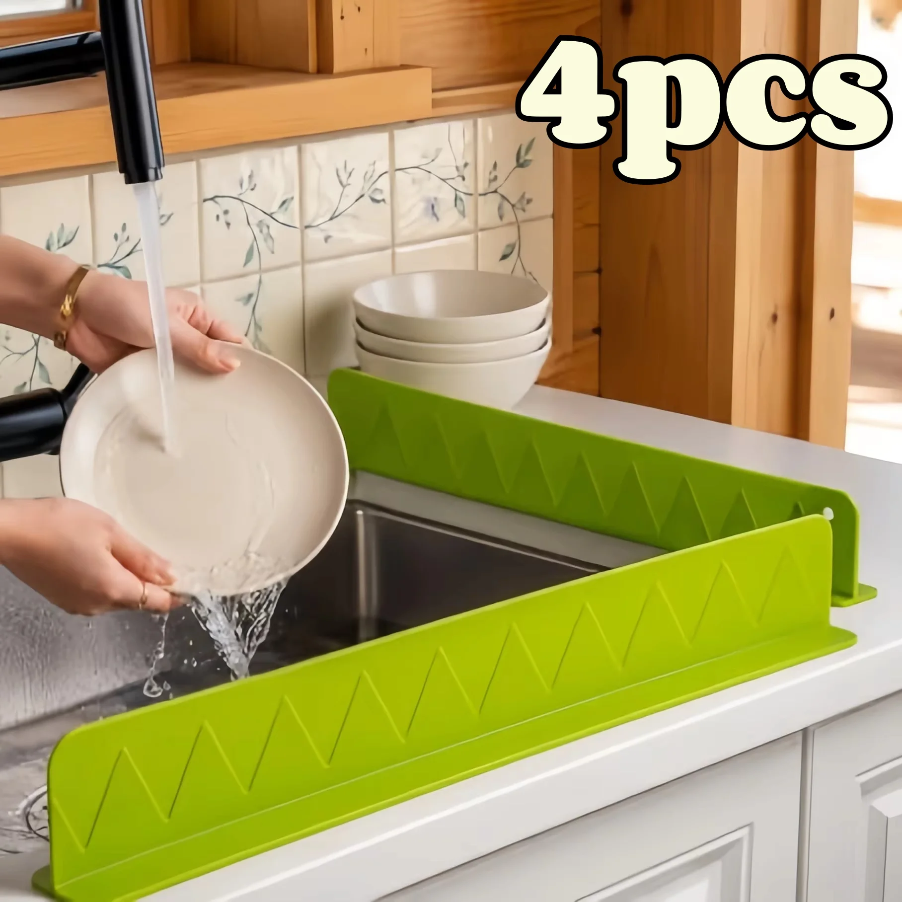 2/4pcs Silicone Sink Splash Guard Non-Slip Countertop Barrier with Strong Suction Cup Prevents Water Mess for Home Kitchen Utens
