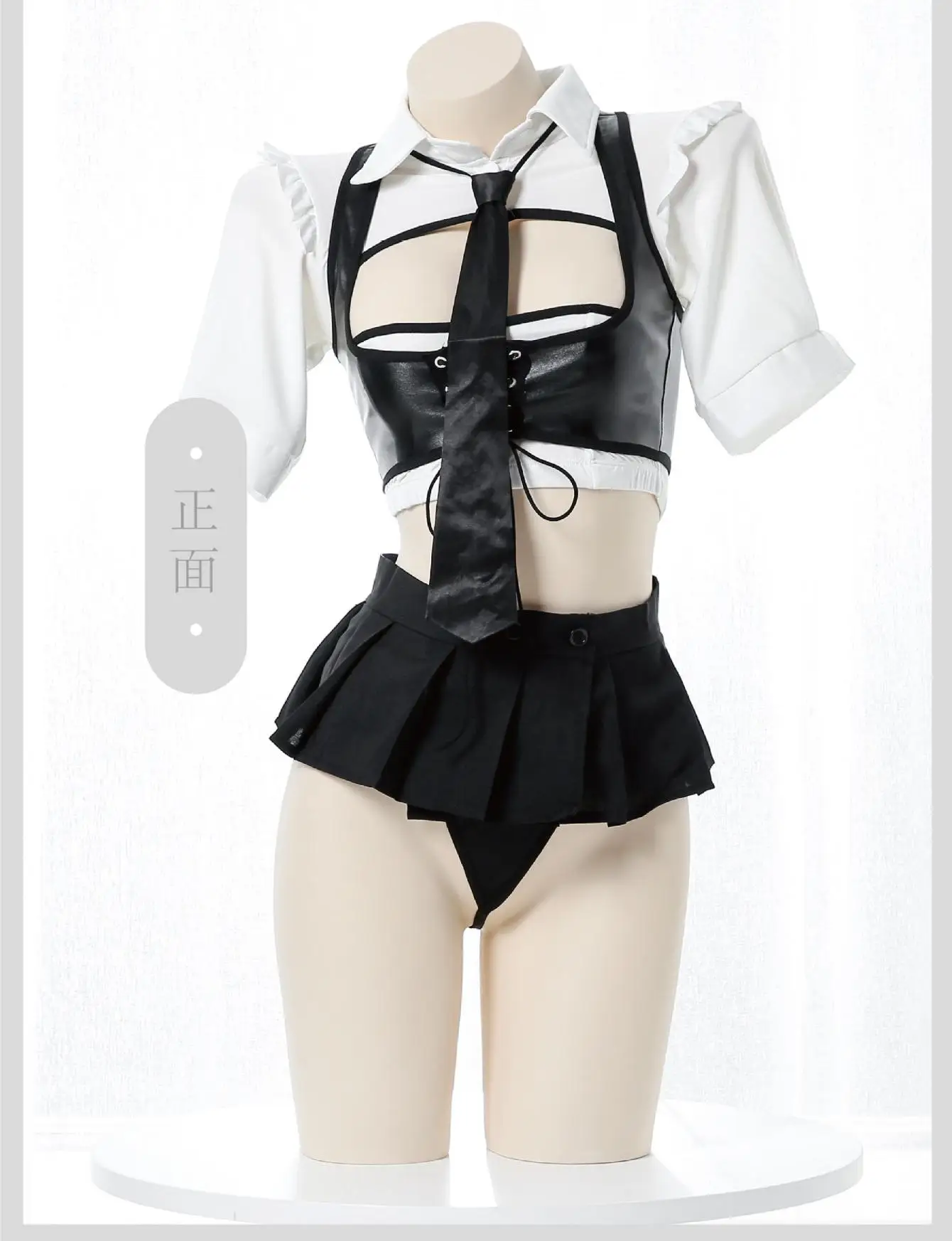 

2025 женская сексуальная униформа инструктора с галстуком, полая блузка, милая студенческая рубашка, мини-юбка, костюм для милых девушек, женский костюм-полицейский, косплей