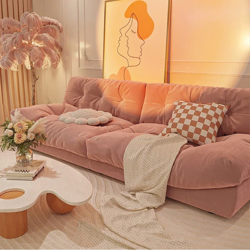 أرائك غرفة المعيشة الحديثة البيضاء الأوروبية البيج مصمم الشمال أرائك غرفة المعيشة واحدة للتحويل Divano Da Soggiorno الأثاث #2