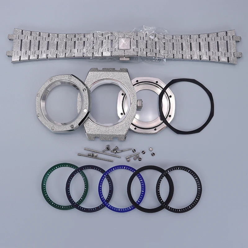 

41mm Men Watch Case Stainless Steel Strap Parts For Seiko NH34 NH35 NH36 Movement 28.5mm Dial Sapphire Glass With Chapter Ring