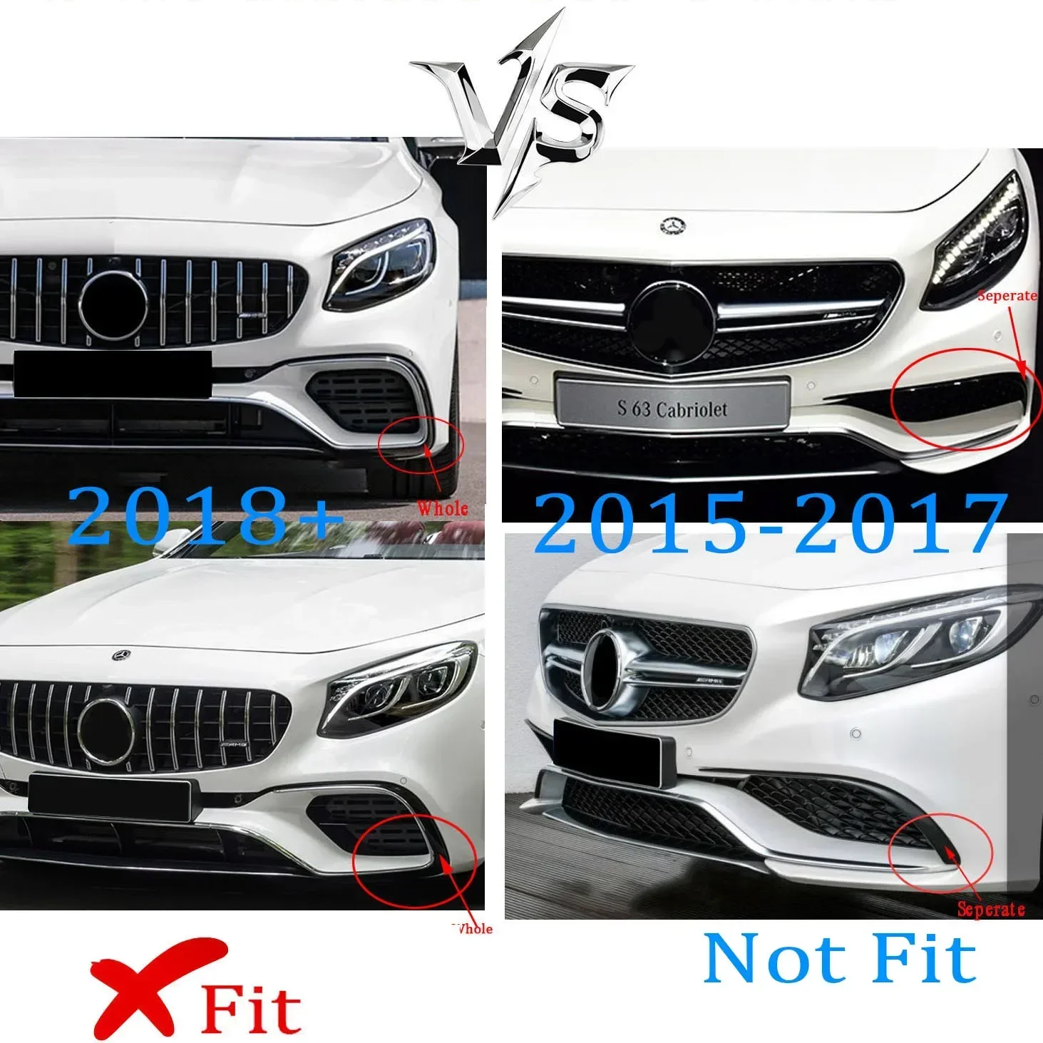 Car Front Racing Bumper Grilles Upper Facelift Grill For Mercedes-Benz W217 S63 AMG Coupe 2018 2019 2020 2021+