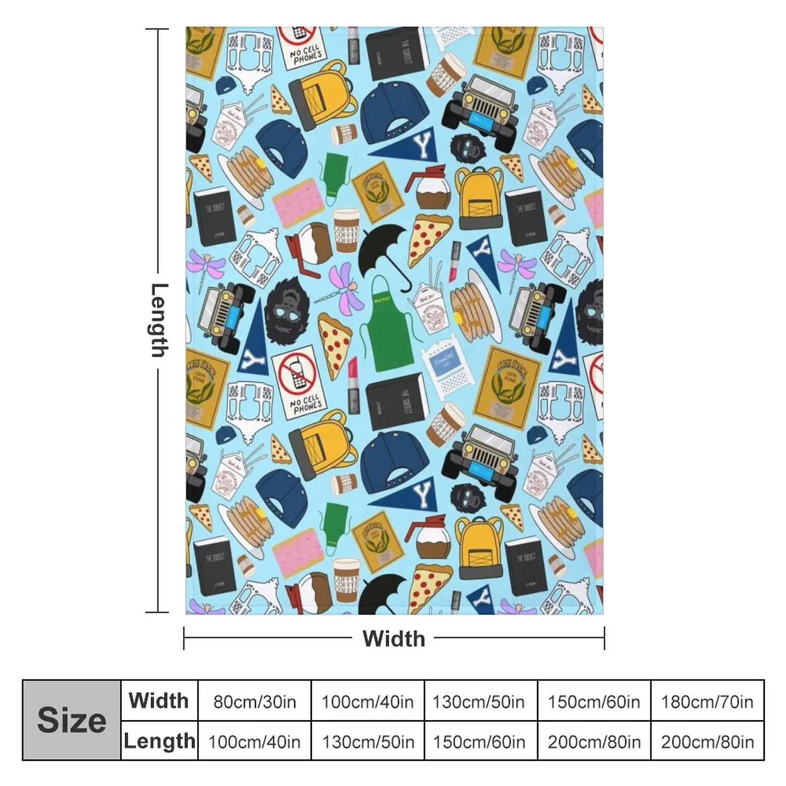 Ultimate Fan Pattern Icons All Over Print Blue Pack Throw Blanket Tourist Blanket Custom Blanket