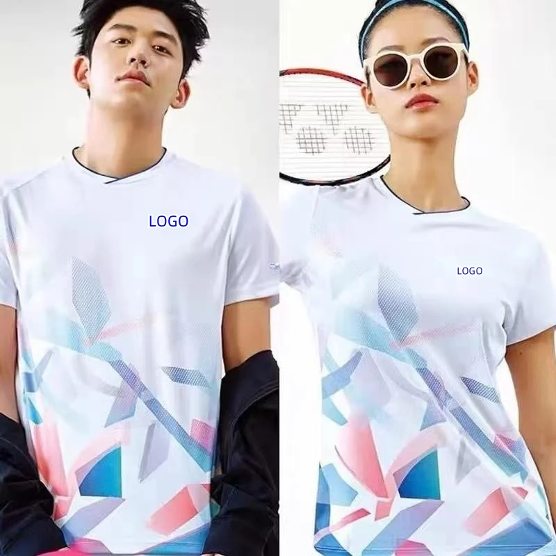 

Custom YY Men's and women's Badminton wear Quick drying breathable V-neck tennis T-shirt can print names and numbers