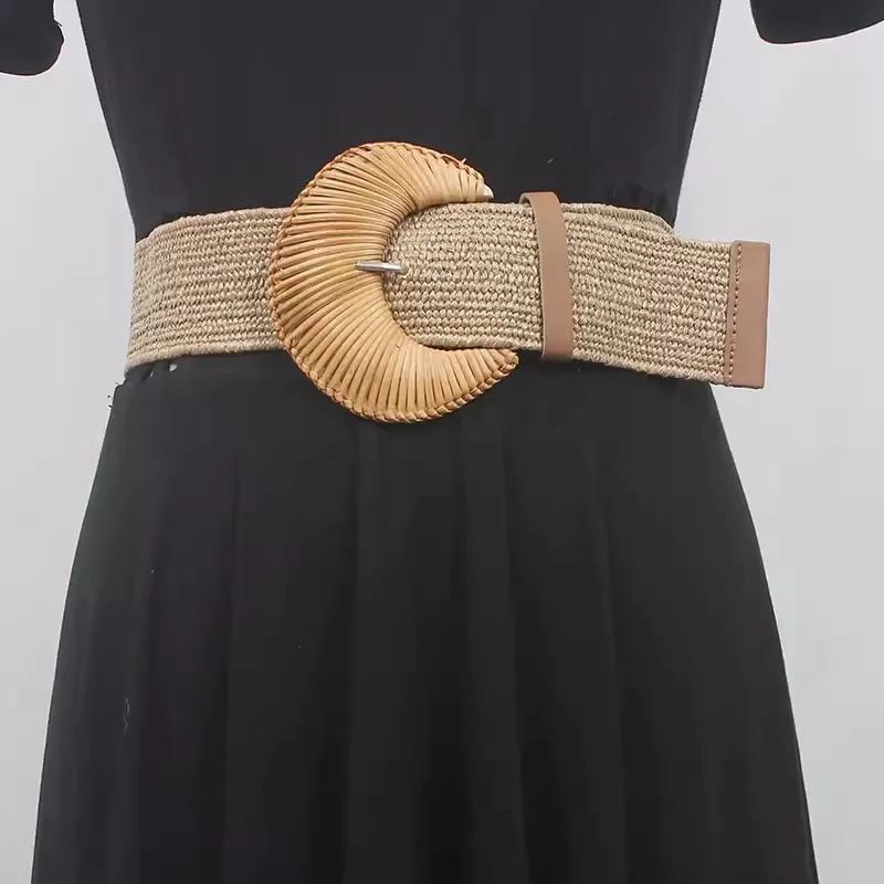 

Women's Runway Fashion Elastic Knitted Cummerbunds Female Dress Corsets Waistband Belts Decoration Wide Belt R929