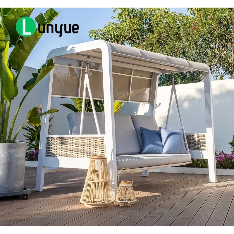 Modern Outdoor Swing Sofa Agave Design Patio Garden Furniture Comfortable Seating for Backyard Porch Relaxation Durable