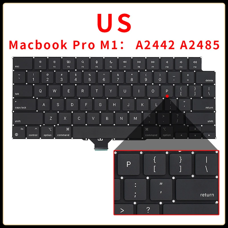 Сменная клавиатура A2338 для Macbook M1 Pro Retina, сменная клавиатура для Macbook M1 Pro Retina, 14 ", 16", US/UK/RU/GR/FR/SP/BR/IT/PT/PO/TR/TI