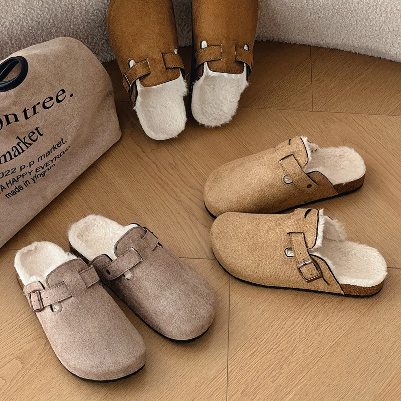 النساء الجلد المدبوغ قباقيب الرجال البغال الفلين القدم الصنادل مع قوس دعم موضة نونسليب في الهواء الطلق نعال شاطئ أحذية المنزل حجم كبير