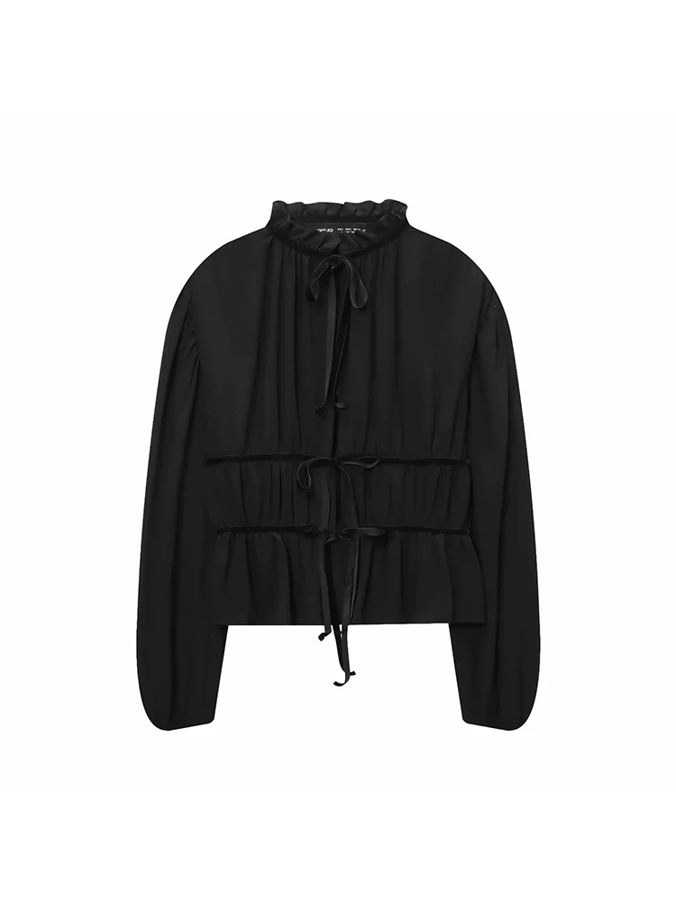 المرأة خريف شتاء جديد ريترو الدانتيل متابعة قميص نسائي بلوزات أنيقة قميص طويل الأكمام بلون النساء بلايز