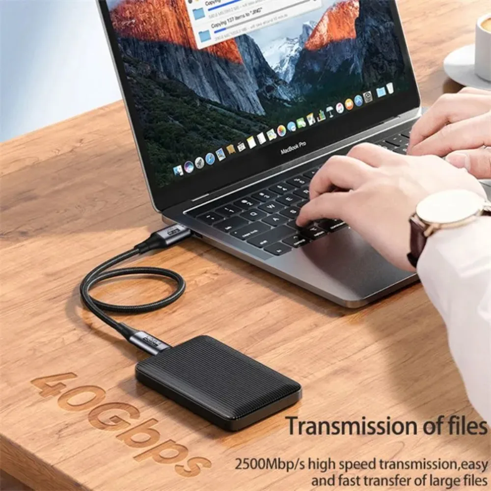 Cable de carga rápida Thunderbolt 3 de 8K a 60Hz, 40Gbps, USB 4,0, USB C a tipo C, cable de datos, cabeza recta/codo tipo C a tipo C