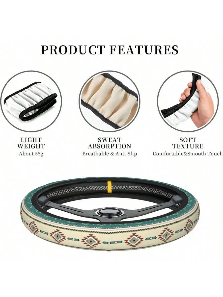 Western Style Steering Wheel Cover Universal 15 Inch Car SUV Sedan Truck Accessory view 2