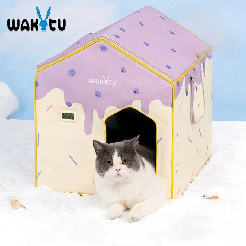 

Wakytu Cat Air-conditioned House Summer Ice Nest Heatstroke Prevention Continuous Cooling Artifact Cat Dog Universal Pet Igloo