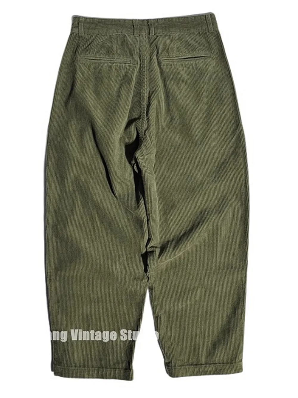 سروال قصير عالي الجودة أمريكي ريترو مطوي سروال ياباني فضفاض واسع الساق غير رسمي مستقيم الساق للرجال