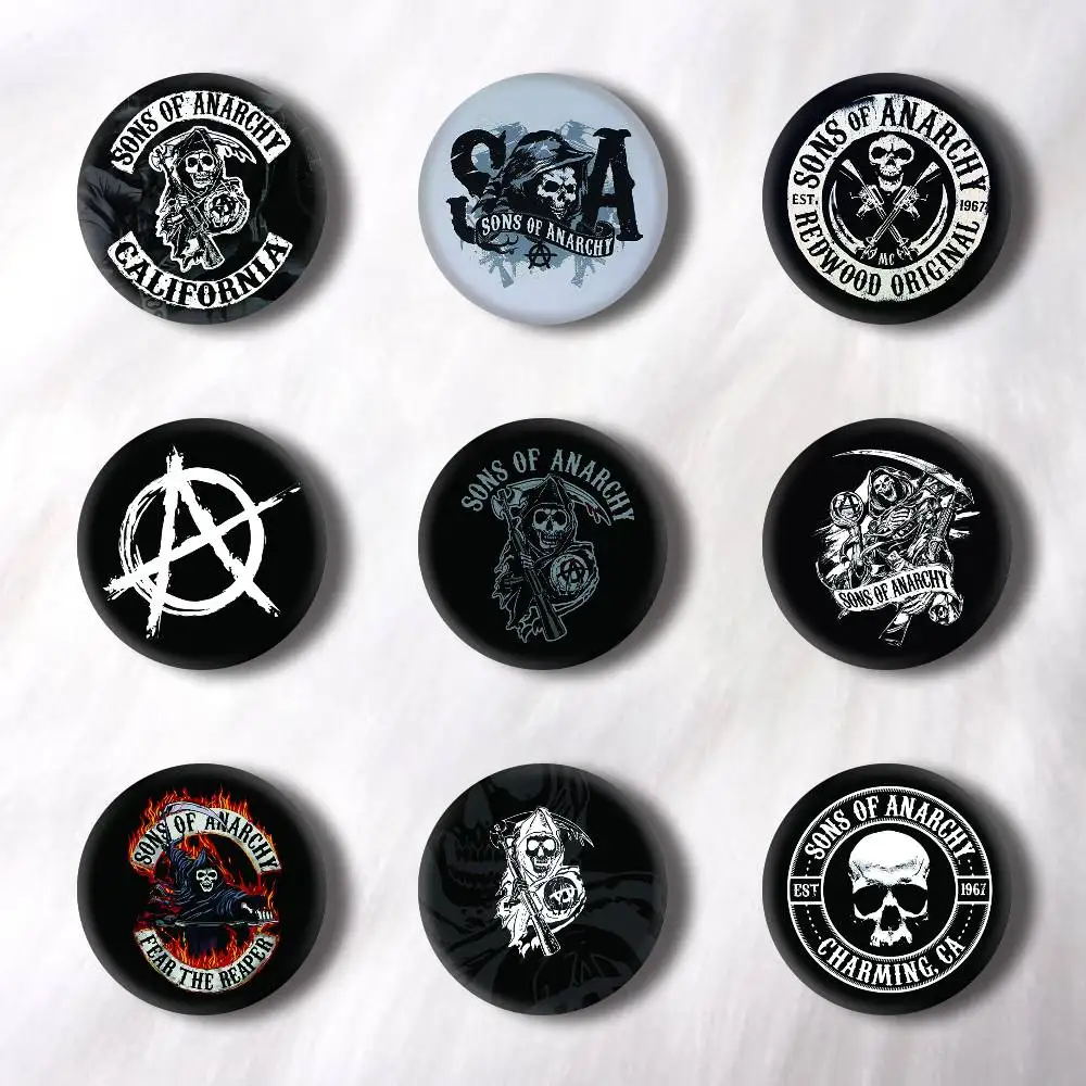 Classic Crime S-Sons Of A-Anarchy Creative Round Button Badges Pin Brooch Backpack Jewelry Gift