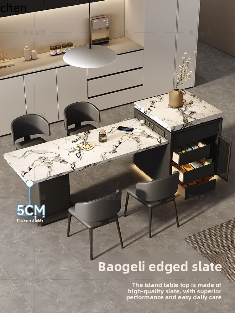 

LXC white rock slab multi-functional island table integrated retractable storage high-end mid-guide table