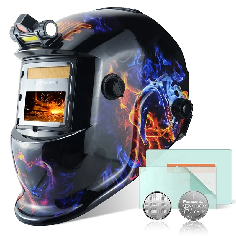 Auto Darkening Welding Helmet Adjustable Sensitivity Solar & Battery Powered Welder Mask Compatible with TIG MIG MAG Welding