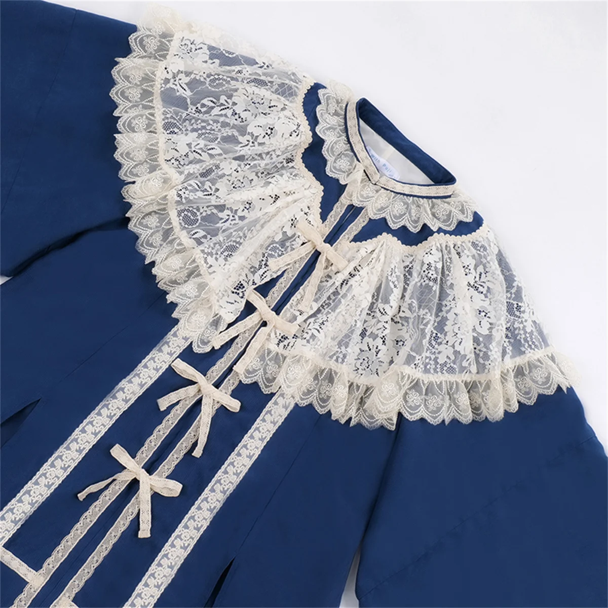 Chinese Vintage Style Cosplay Lolita Op Elegant Girls Gentle solid color Lace Flower Ruffle Ribbon Bowknot Vestidos Dress