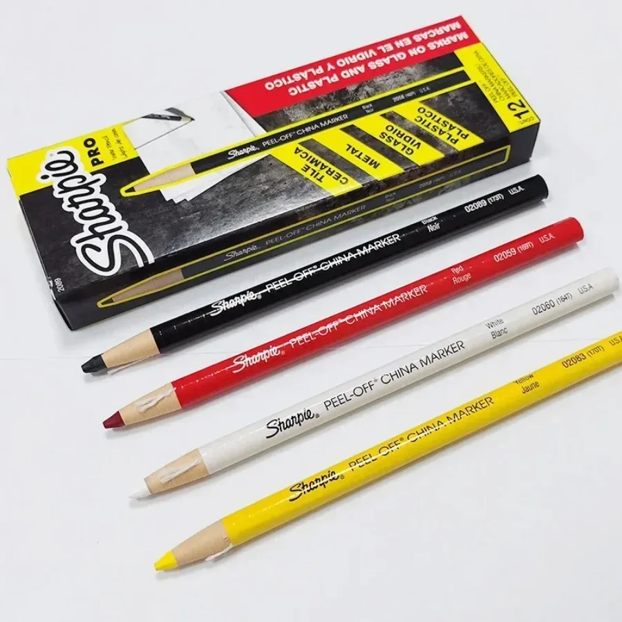 Sharpie 12pcs PEEL OFF Color Pencils Marker China Marker Paper Roll Crayon Marks on Metal Glass, Cleans Easily with A Damp Cloth