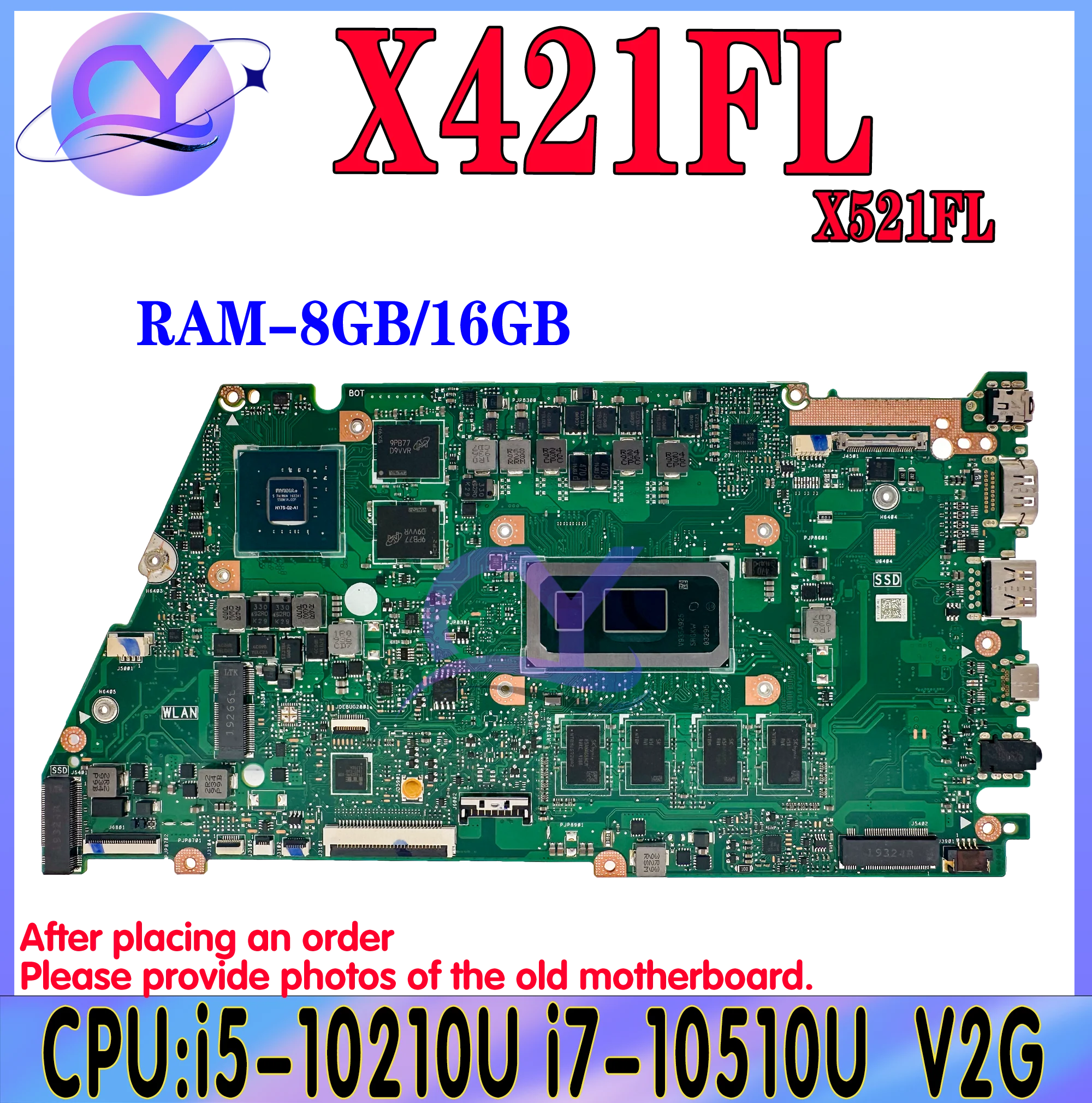 Kefu x421fl mainboard für asus x421fa v4050f x521fa x521fl s433f s533f Laptop-Motherboard i5 i7 10. Generation 8GB/16GB-RAM