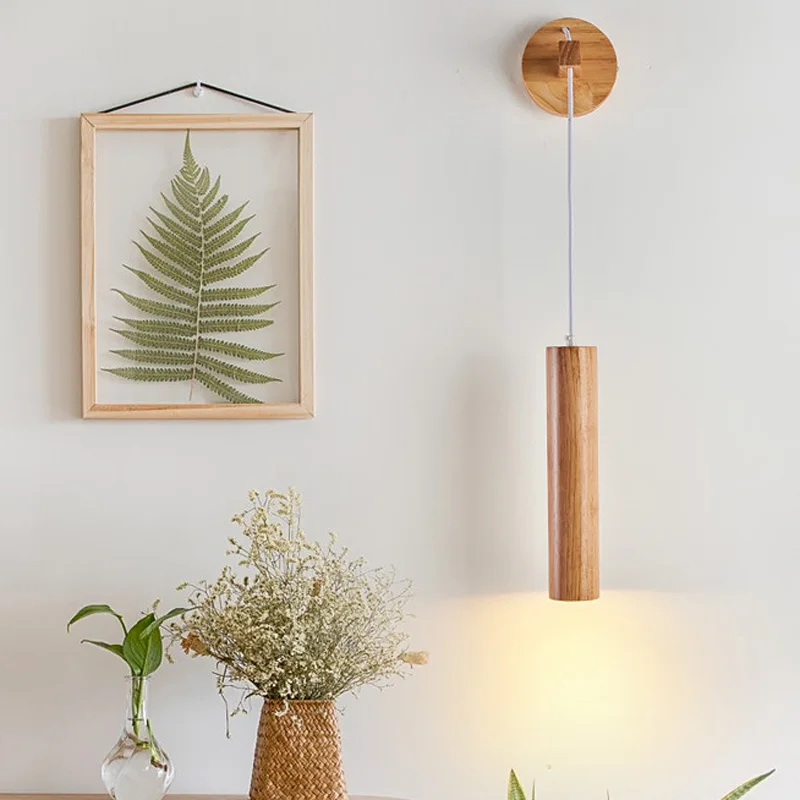 Nordic Solid Wood Wall Light - Simple Long Pole Designer Bedside Lamp for Bedroom Living Room Study Dining Room Aisle