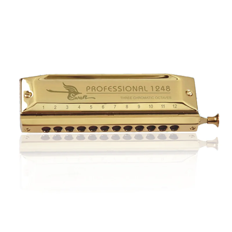 Swan 16-Hole Chromatic Harmonica in C, Gold/Silver