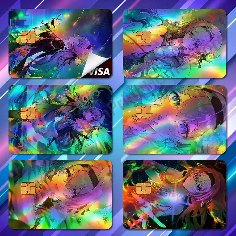 Firefly H-Honkai Star Rail Credit Bank Sticker ID Access Card Cover Skin Rainbow Color Laser Stickers Film