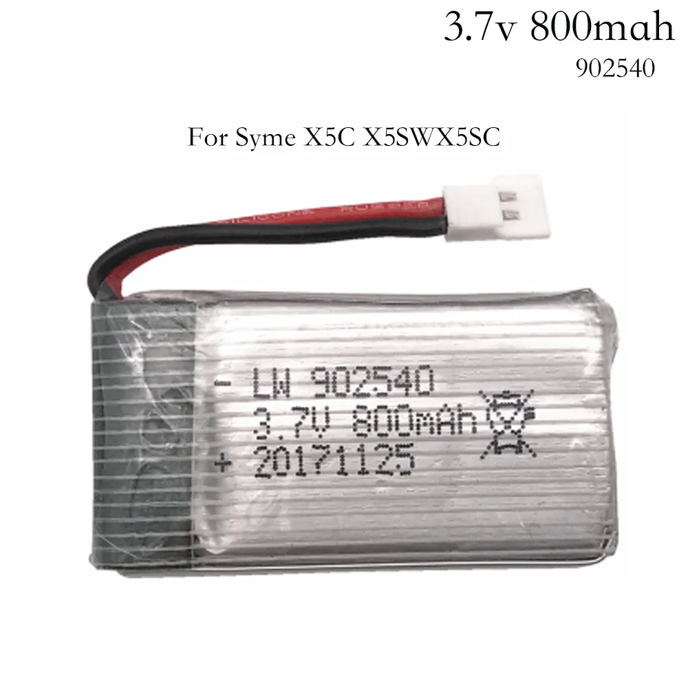 Batería Lipo de 3,7 V, 800mAh, 30C para Syma X5C X5SC X5SW, batería de Dron Q7 RC Quadcopter más vendida para batería de Dron SYMA RC 902540