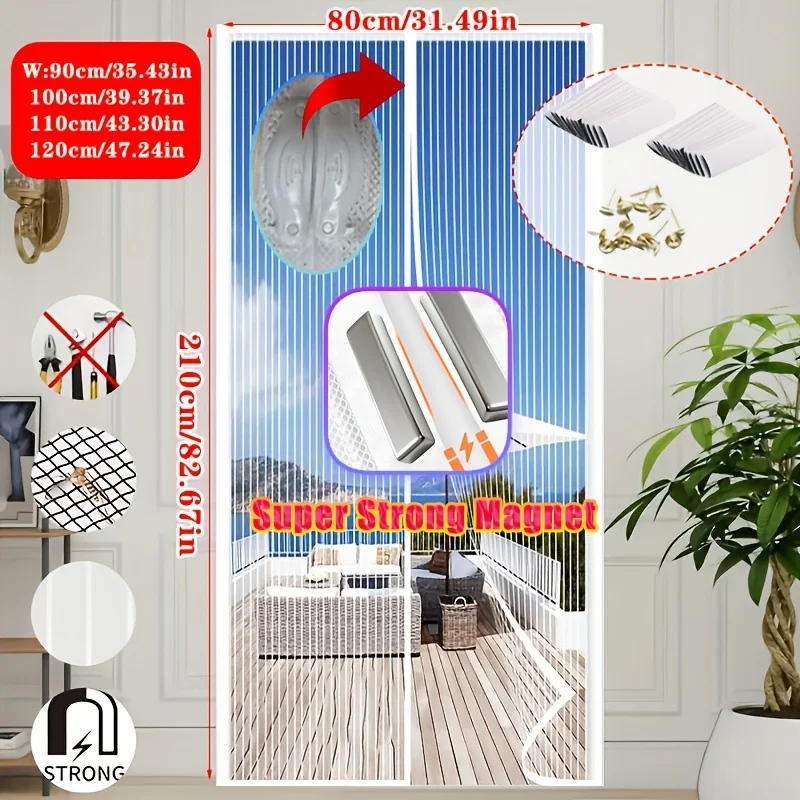 Fine polyester fiber yarn mosquito proof door curtain, lightweight, ventilated, mosquito proof, double fan open design