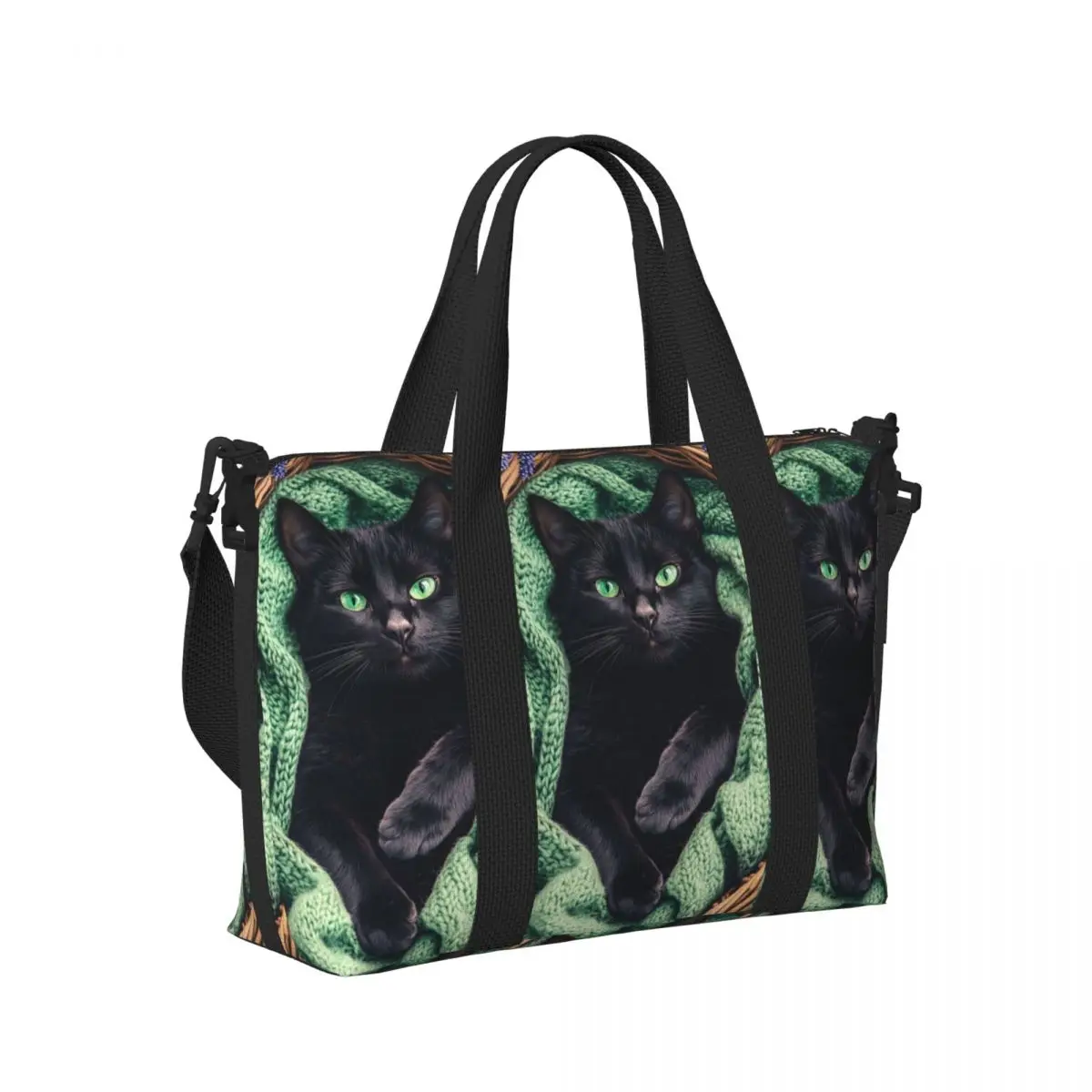 

Black Cats Beach Travel Bag Large Capacity Tote Bags for Gym Sport Women Shopping Duffle Shoulder Bag