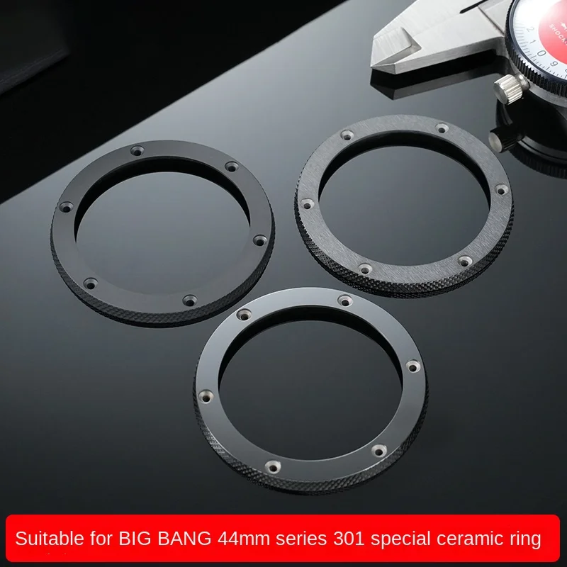 عالية الجودة الأسود مشرق حلقة من السيراميك ساعة الحافة إدراج ل Hublot الانفجار الكبير 301 44 مللي متر الطلب متجمد ساعة أجزاء الحافة الأمامية