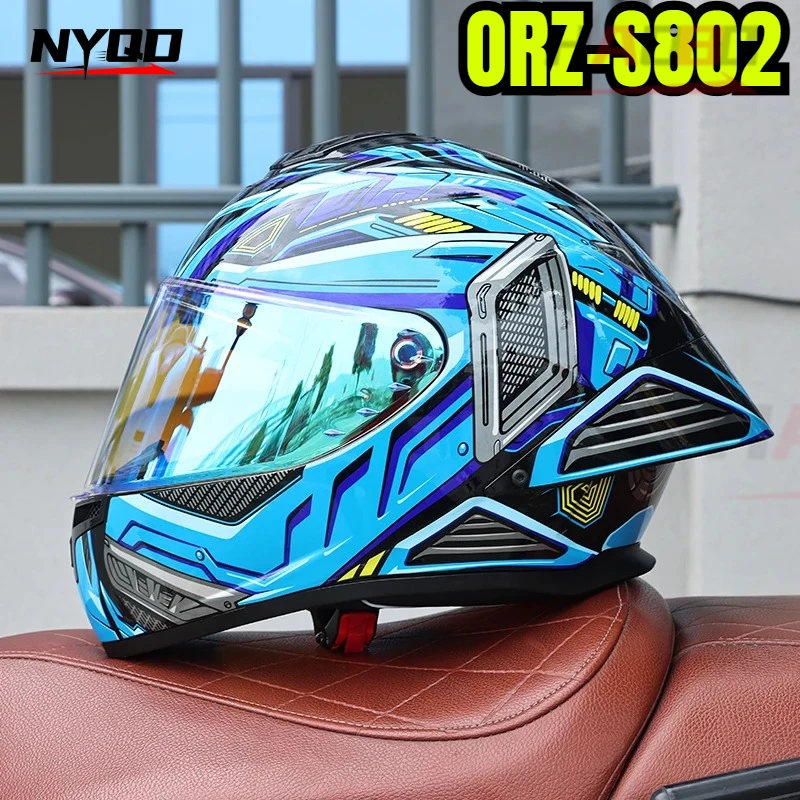 DOT-Zugelassener ORZ-S802 NEUER Hochwertiger Motorrad-Integralhelm mit Großem Heckflügel für Männer und Frauen Ganzjährig Rennhelm Casco Moto