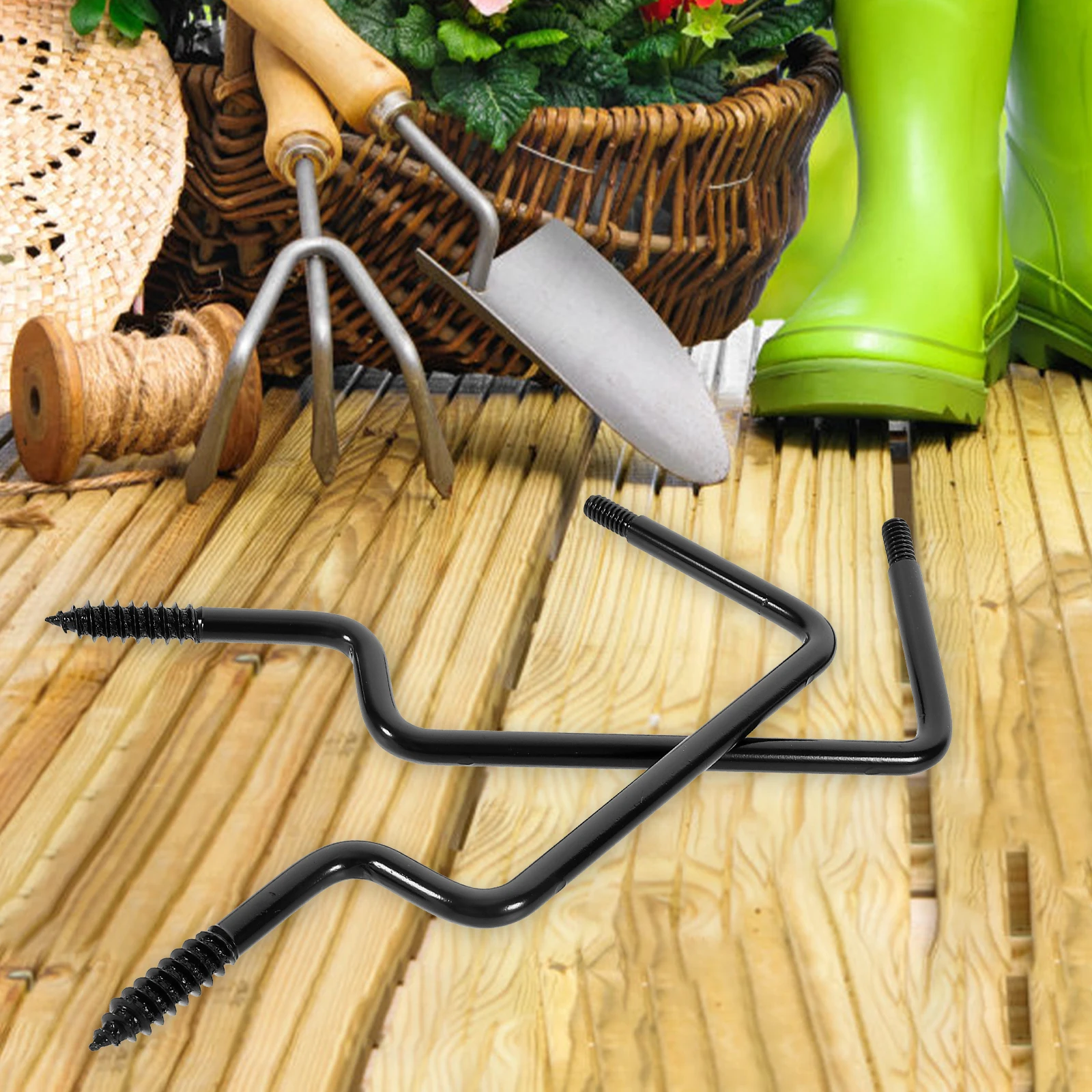 

2pcs 4.4 Inch Outdoor Adjustable Hooks Iron Garden Hanging Bracket Planter Hanger Heavy Duty Hook Yard Accessories Metal Lamps