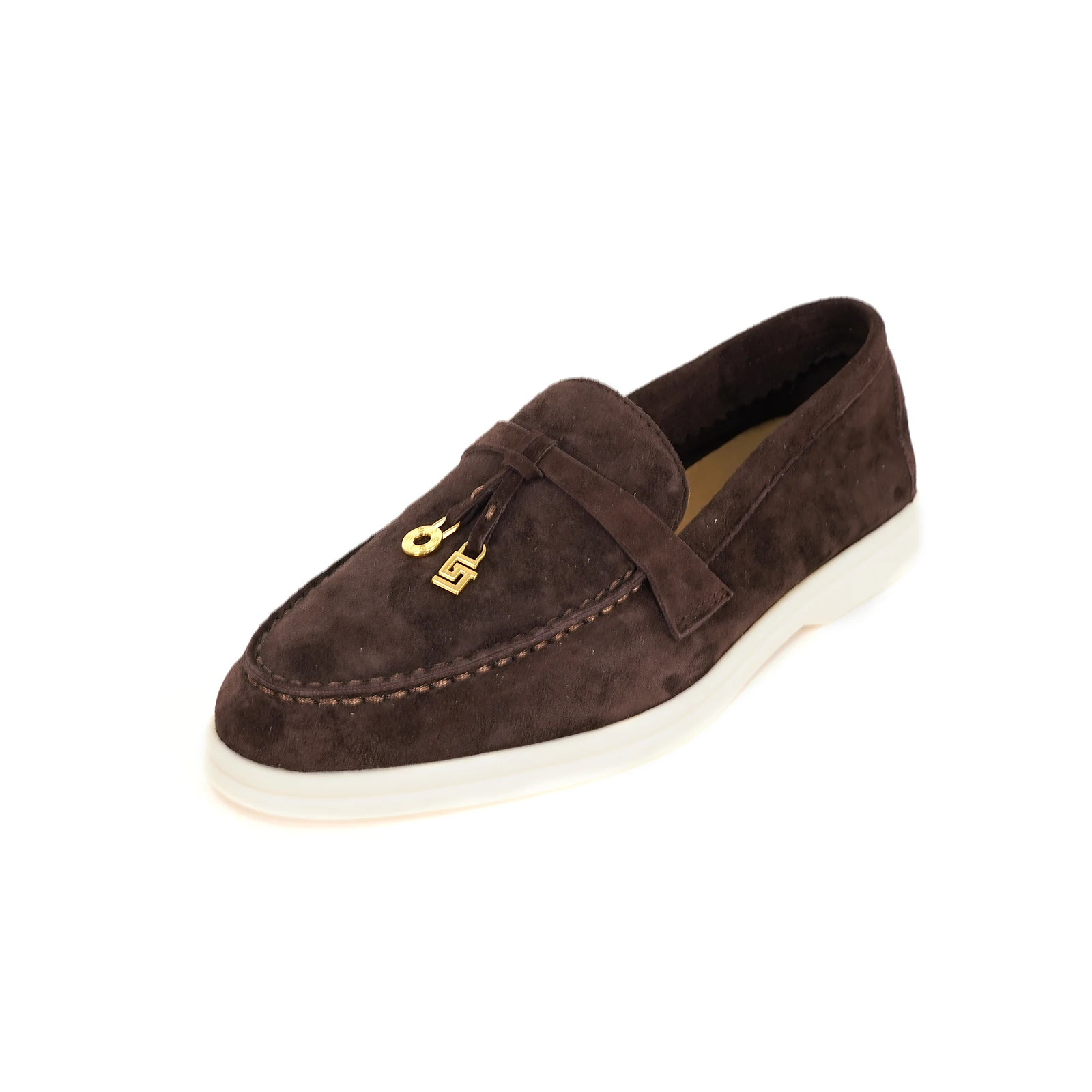 nieuwe luxe vrijetijdsschoenen voor dames met ronde kop en kasjmier oppervlak, antislip rijschoenen, effen kleur metalen decoratie loafers