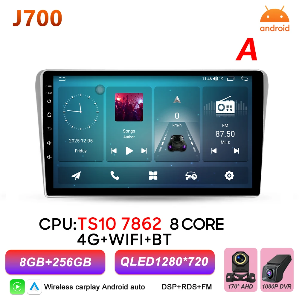 Android 16 autoradio voor Toyota Avensis T25 T250 2003 - 2009 multimediaspeler autoradio BT Carplay Auto GPS stereo DSP scherm