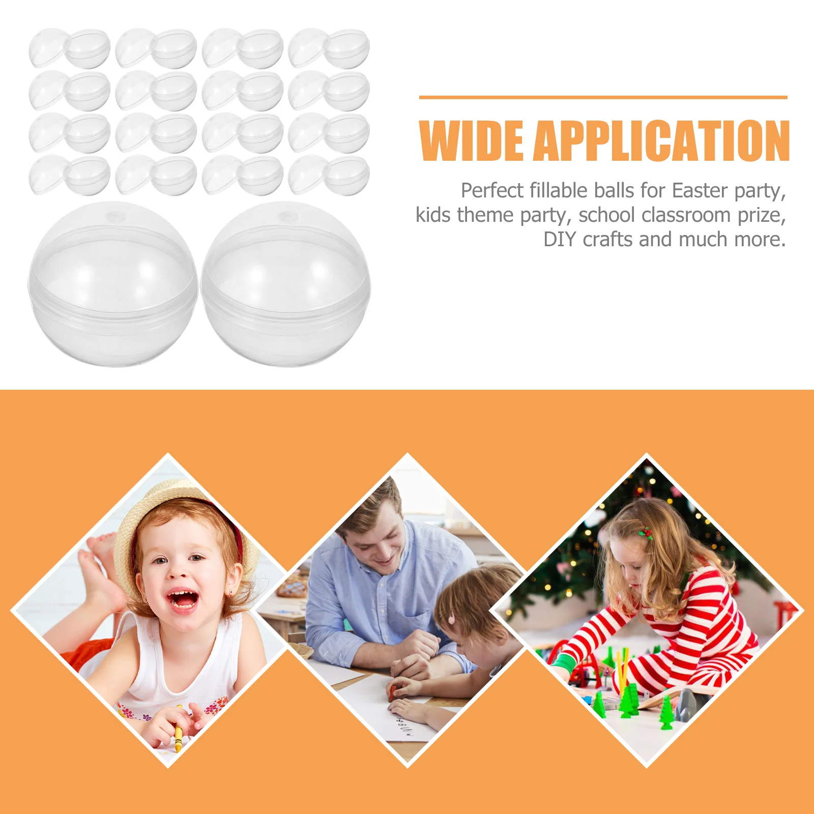 100Pcs Christmas Transparent Children Toy Stroage Balls Clear Plastic Containers Crafts Packaging for Wedding Party Gift Boxes