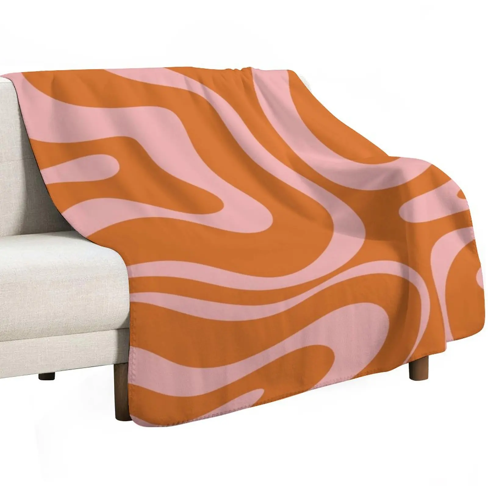Liquid Swirl Retro Abstract Pattern in Orange and Pink Throw Blanket Thin Luxury Designer Flannel heavy to sleep Moving Blankets
