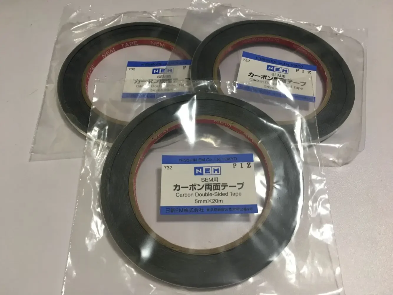 Japan Imported SEM Carbon Conductive Tape Electron Microscope Nissin SEM Double-sided Carbon Conductive Tape 5mm 8mm 12mm *20m