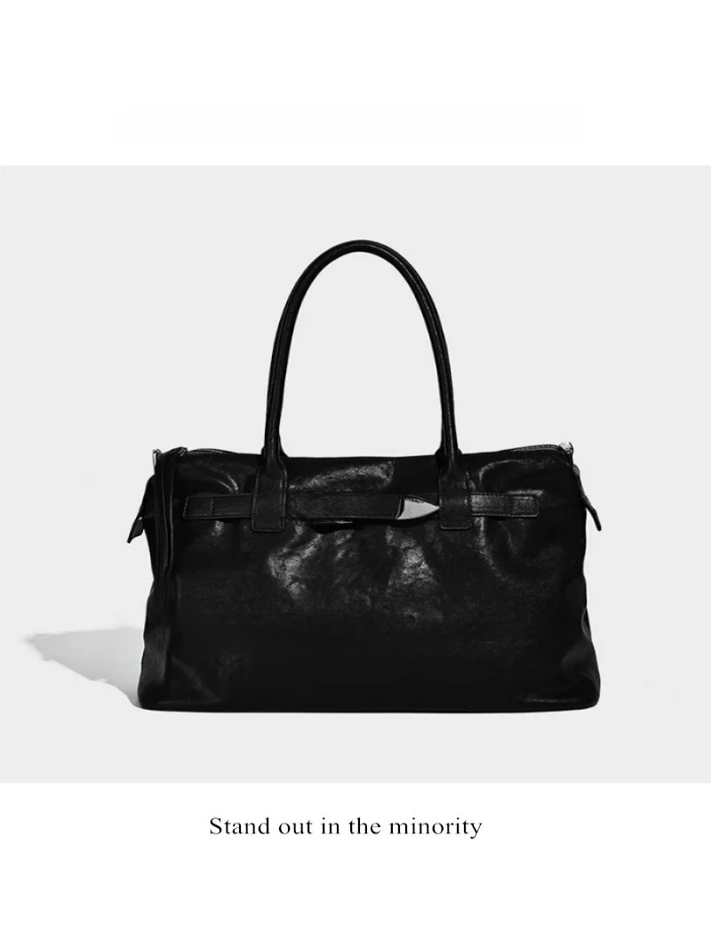 

ManyKostGivan Large Capacity Tote Bag Women's Commuter Handbag Black Single Shoulder Armpit Bag Casual Simple Style Fashion