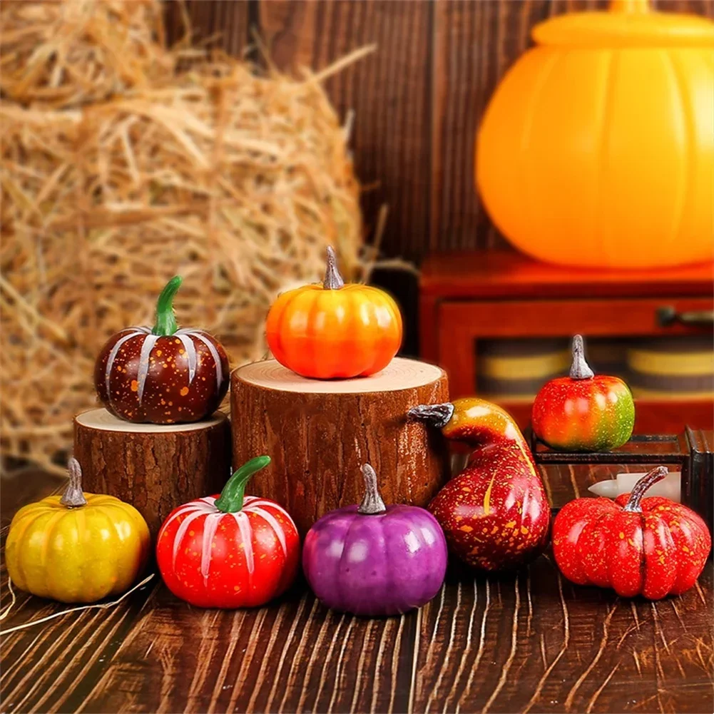 8pcs/Set Artificial Pumpkins Artificial Vegetable Home Fall Autumn Halloween Christmas DIY Fireplace Decor Supplies