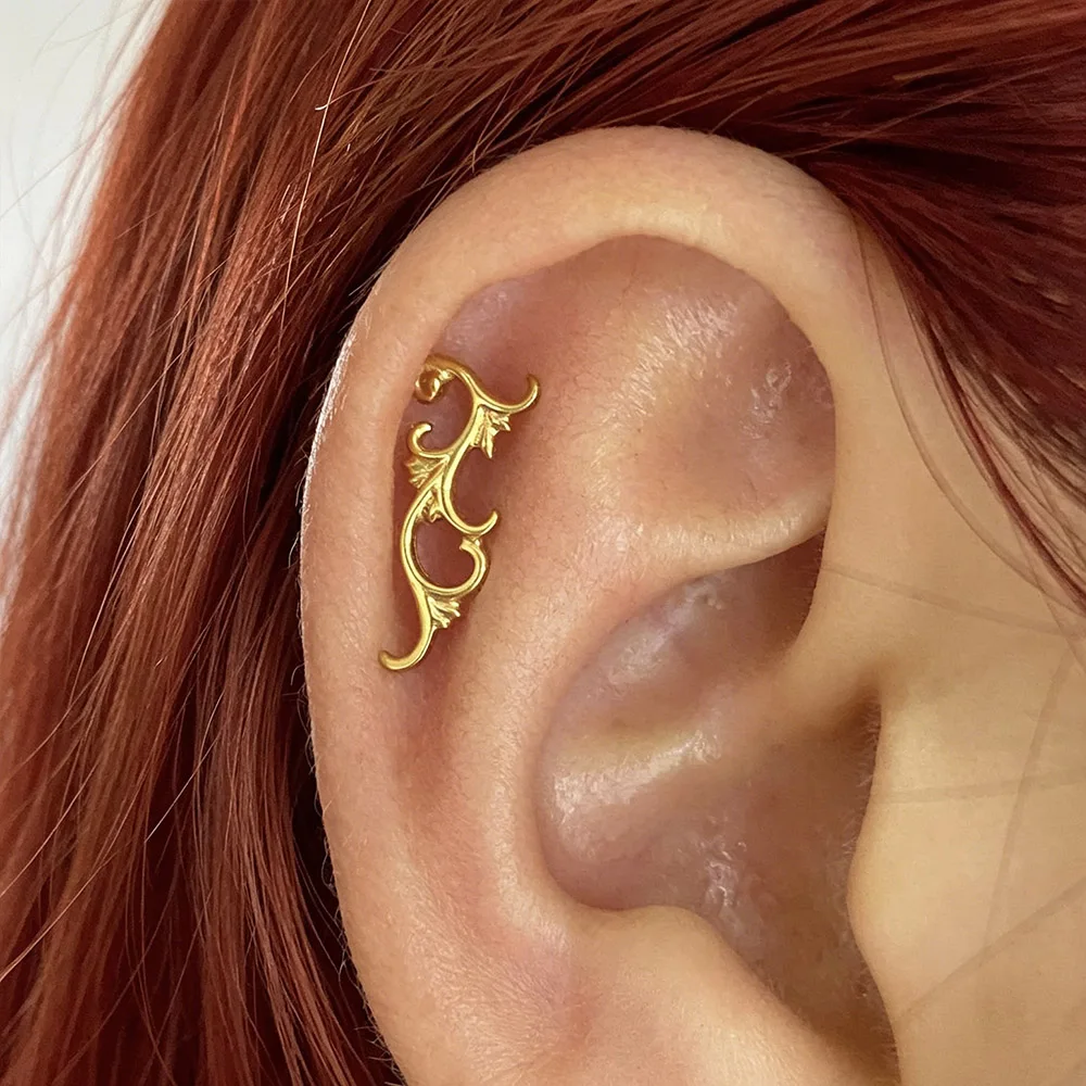Giga Titanium Baroque Scroll Vine Labret Stud