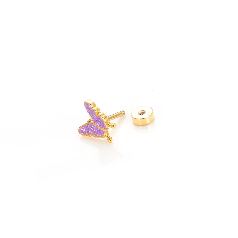 2PC Stainless Steel Cross Stud Earrings Women CZ Zircon Tragus Cartilage Helix Butterfly Heart Daith Earrings Fashion Jewelry