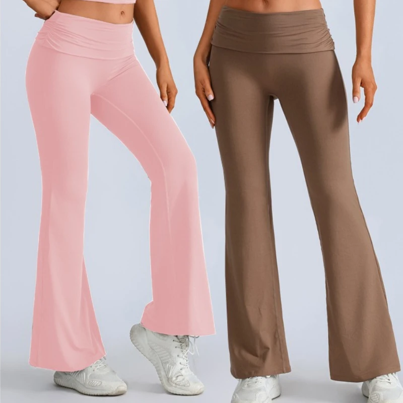 

Women bell-bottoms High Waist Wide Leg Yoga Pants Seamless Fitness Workout Tights Gym Sports Trousers Casual Slimming Clothing
