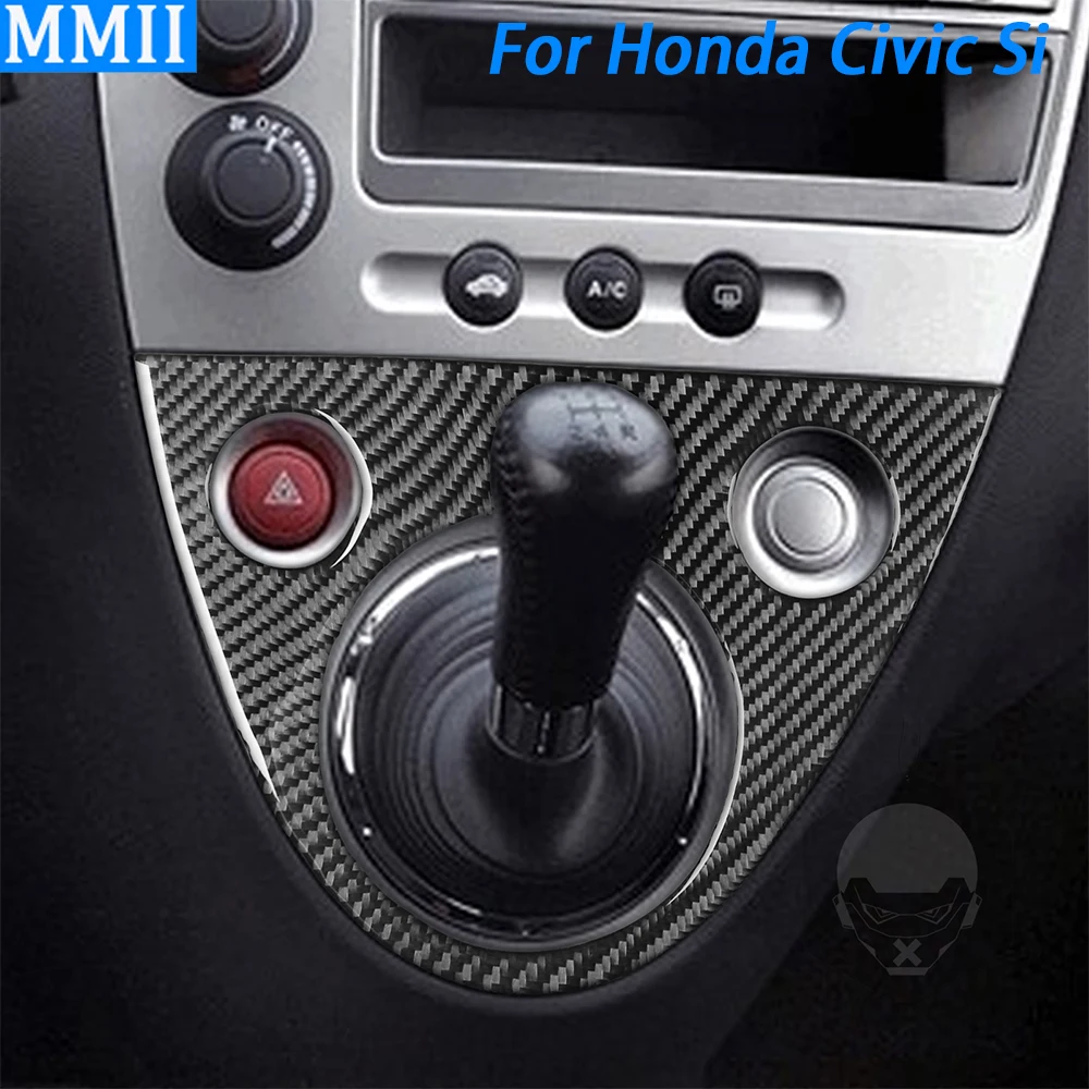 For Honda Civic Si 2001 2002 2003 2004 005 Carbon Fiber Gear Shift Panel Trim Cover Car Interior Decoration Accessories Sticker