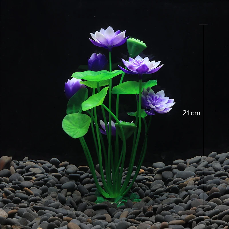 Aquarium Artificial Lotus Plants Decoration Fish Tank Landscaping Water Grass Ornaments Aquatic Simulated Flower Plant Supplies