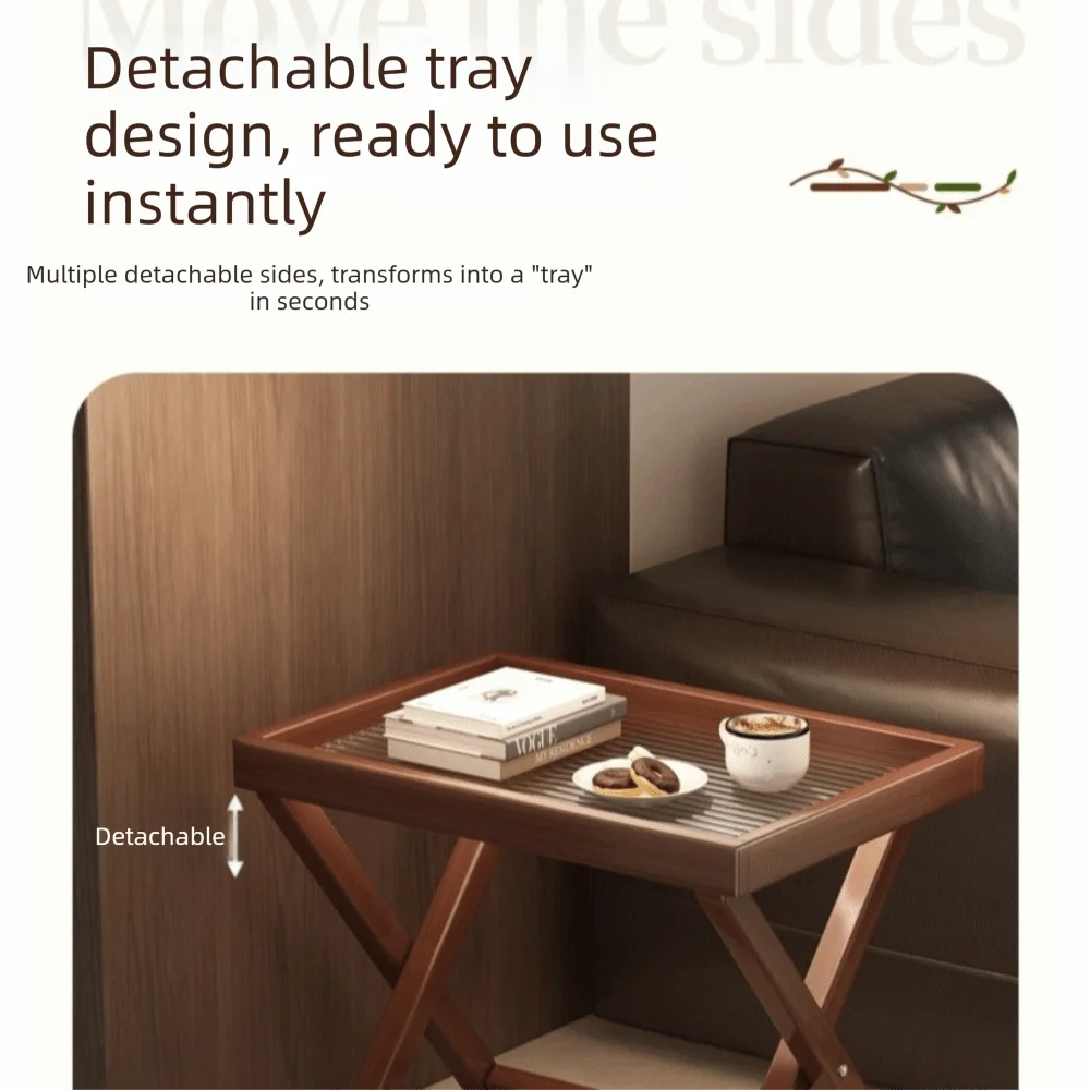 Sturdy Base Wooden Small Table Quick Setup Space Saving Folding Sofa Table Stable Compact Foldable Coffee Table Home Living Room