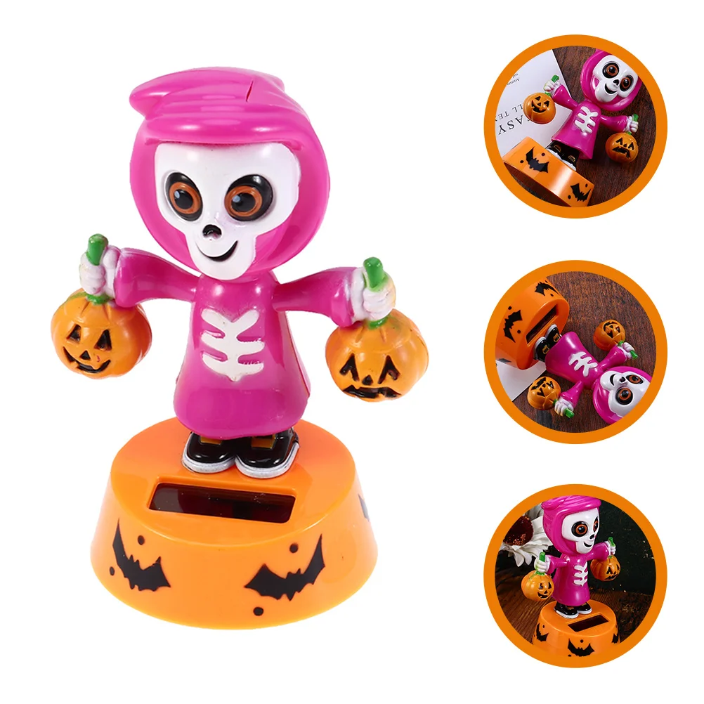 Ornamentos de abóbora dança solar fantasma decoração painel figuras halloween dançarino alimentado estatueta base