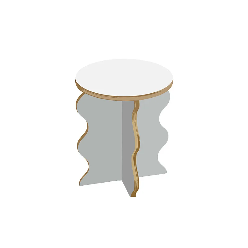 Cartoon petal edge table, Nordic small tea table, solid wood colored small table