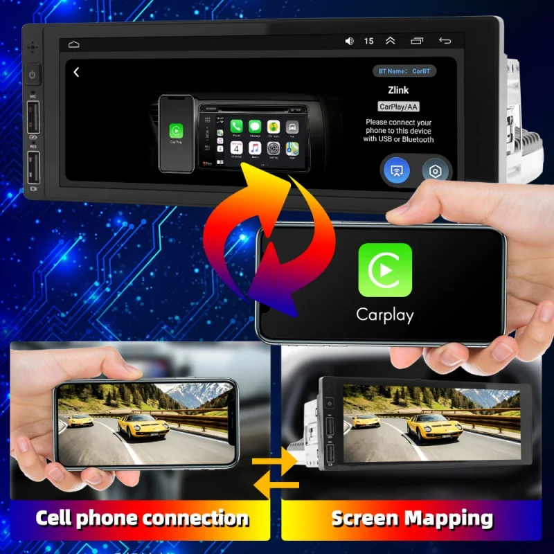 6.86-Inch Vehicle Navigation Gps Android Central Control All-in-One Machine Reversing Image Car Player Wireless Carpla