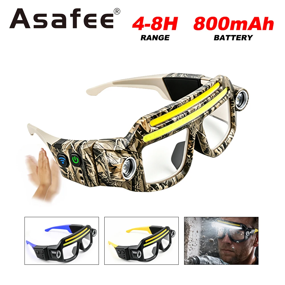 Asafee SY5862-GY Multifunctional COB LED Glasses Light Smart Sensing Rechargeable Clip-on Headlight For Reading Repair Camping