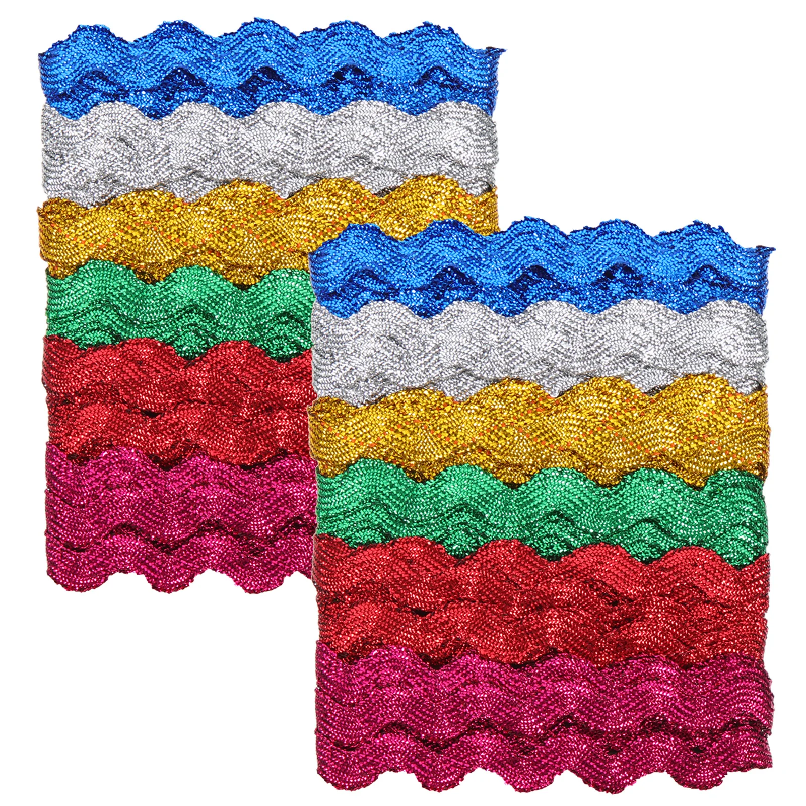

2 PCS Colorful Wavy Trim Ribbon Wave Bending Fringe Sewing Decorative Embroidery Craft Ribbon for Clothes Handmade Projects