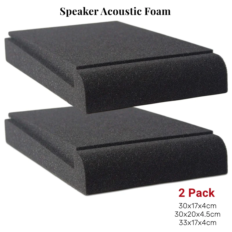 Set di 2 Cuscinetti Isolanti per Monitor da Studio, Supporti Acustici in Schiuma Antiscivolo e Antishock per Altoparlanti da Scrivania, 3 Misure